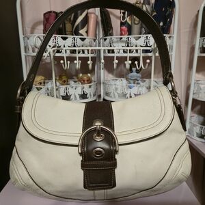 Coach Soho White and Brown Shoulder Bag